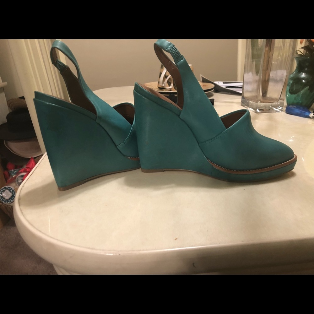 ASOS Turquoise wedge slingback size 6